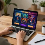 Person engaging in online gaming on 33nn platform, showcasing a live casino interface.