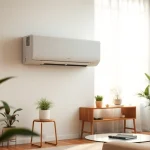 A modern mini split ac cooling a stylish room with natural light.
