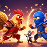 Engage in thrilling SV88 casino action with fighting roosters and dynamic game elements.
