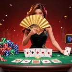 Experimente a emoção do 255bet com uma cena de cassino encantadora, apresentando elementos de pôquer e um personagem bonito.