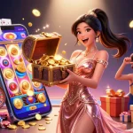 Experience thrilling wins with 3BET, capturing excitement and treasures in this vibrant casino scene.