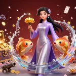 Engaging representation of Chính sách bảo mật showcasing a vibrant casino scene with golden koi fish and treasure.