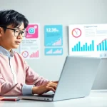 instagram 日本人フォロワー 購入に関するSNSマーケティングの分析を行う若い起業家の画像