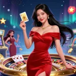 Win with sn88 at the exciting casino scene featuring a confident woman, roulette wheel, and vibrant gaming elements.