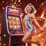Experience the excitement at xo88 win with a stunning slot machine jackpot celebration surrounded by vibrant casino elements.