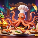Engage with exciting 98win casino adventures featuring a chef octopus and dragon in action.