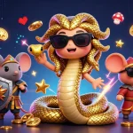 Win big with slot gacor featuring a lively 3D scene of Medusa and friends in a casino.