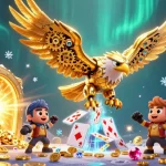 Immerse in the BK444 world of thrilling games, featuring a dynamic eagle and shimmering treasures.