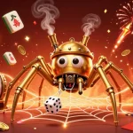 Os slots giram na E66, enquanto uma aranha dourada captura dados em uma teia de ouro.