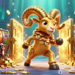 Experience exciting slot online action with a golden ram bursting through a treasure vault.