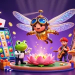 Jogue e ganhe no 65x cassino com slots e jogos vibrantes em uma cena animada do cassino.