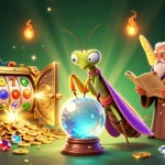 Experience RICO55 with an enchanting scene featuring a mystical fortune teller and golden gaming treasures.