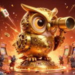 Experience the excitement of hubet with a vibrant casino scene featuring a golden owl and tiny mouse patrons.
