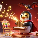 Experience thrilling gameplay at phimhayok with a vibrant 3D illustration featuring a penguin and casino elements.