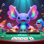 Experience the vibrant casino world at Jun88 with a lively underwater DJ scene featuring animated characters.