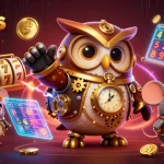 Engage with five88sss elite casino experiences surrounded by vibrant slot reels, golden coins, and magical elements.