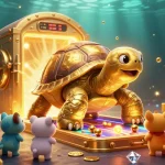 Engage with 1da88's exciting slot games featuring a golden tortoise and treasure elements.