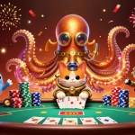 Engage with the thrill of ưu đãi TX88 mới nhất as you witness a kraken, diving cat, and glowing fish at a vibrant poker table.