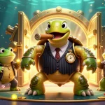 Engage with 8xbet's thrilling casino experience featuring a whimsical turtle in a mobster suit.