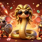 Experience winning at five88 with a vibrant 3D casino illustration filled with exciting slot elements and festive decorations.