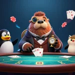 Engage in thrilling poker action with 91clubb featuring a walrus player bluffing at an underwater table.