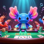 Experience U888's vibrant casino atmosphere with a dynamic axolotl DJ and gambling excitement.