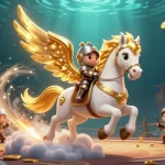 Experience the thrill of nbet with a cosmic horse and knight in a vibrant casino atmosphere.