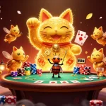 Experience the excitement of garuda303 with a lucky cat and vibrant casino elements
