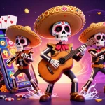 Engage in thrilling gaming with ku88sss through vibrant slot games and festive skeleton mariachi band.