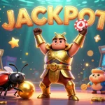 S8 presents a victorious beetle in armor winning at casino games amidst a colorful gaming background.