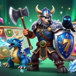 Experience thrilling jackpots in fabet9 with a Viking wolf warrior, dragon, and vibrant gaming motifs.