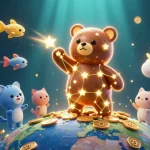 Experience exciting gameplay at lu88a with golden stars, crypto coins, and vibrant casino elements.
