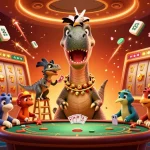 Experience winning moments at slot depo 1k with giant dinosaurs and vibrant casino elements.