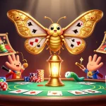 Engage with sky88 at an extravagant casino scene featuring vibrant games and golden elements.