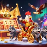 Experience thrilling wins at Jun88 with an epic casino adventure featuring a rooster warlord and treasure!