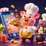 Join the excitement of sky88s with vibrant gaming action featuring chef pig and golden coins.