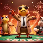 OK9 showcases three raptors in disguise at a casino, merging humor with gaming action.